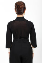 Combelle Elsa Top in black, back view showing the shoulders covered for a day look